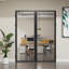 Portes intérieures doubles vitrées Full-Lite de 56 po × 80 po, portes françaises en aluminium noir mat pour le salon et la salle à manger-136026394