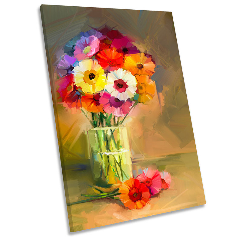 Flowers Vase Still Life Repro - Wrapped Canvas Print, 45.7cm H x 30.5cm W x 2cm D