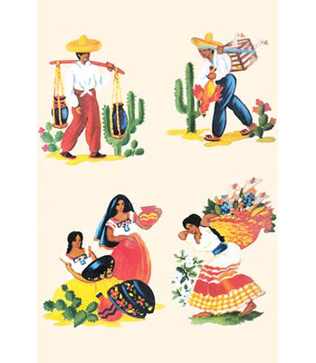 « quatre scènes de vie au mexique », reproduction d’art