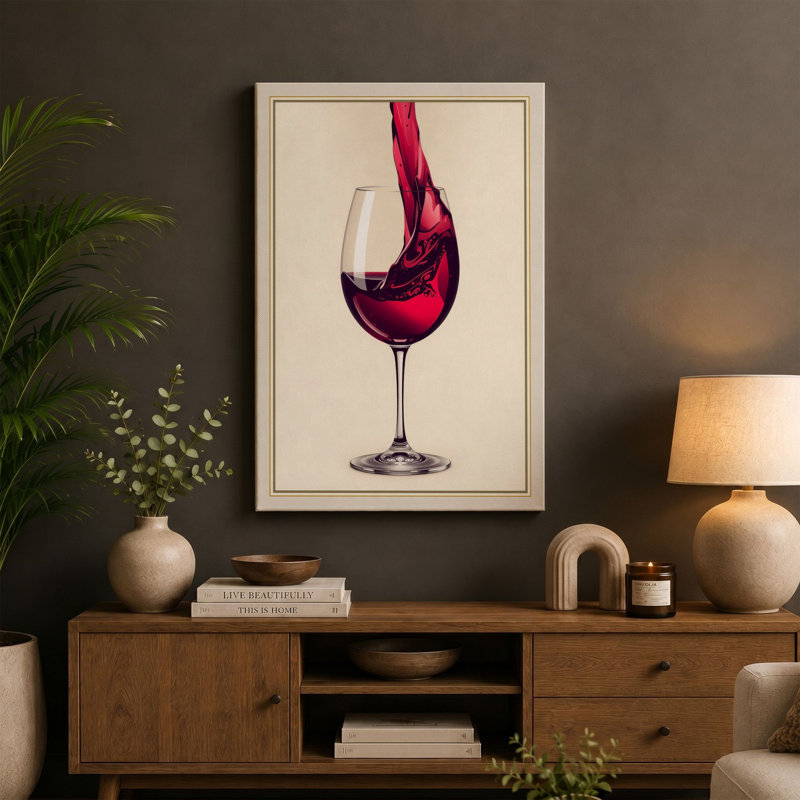 Wine Splash Modern - Wrapped Canvas, 36x24 - 91.4 x 61.0 cm, Teal Border