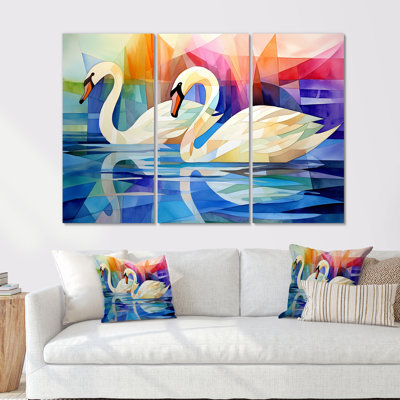 Cubique cygne, sonate, mélodie - ensemble d'art mural animaux cygnes