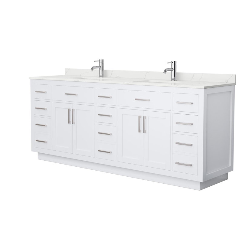 Beckett TK 84'' W Vanity, 8" Center, Brushed Nickel, Giotto Quartz
