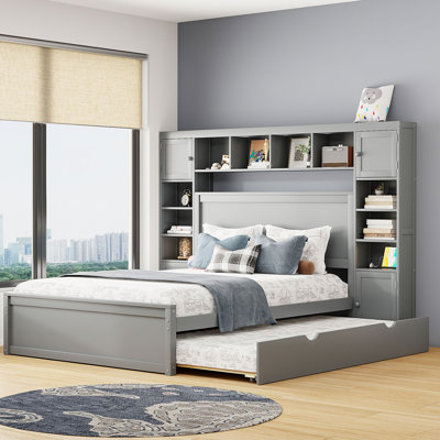 Luxurious Queen Size Bed with Integrated Cabinet, Shelf and Sockets for Organized and Connected Sleeping Experience