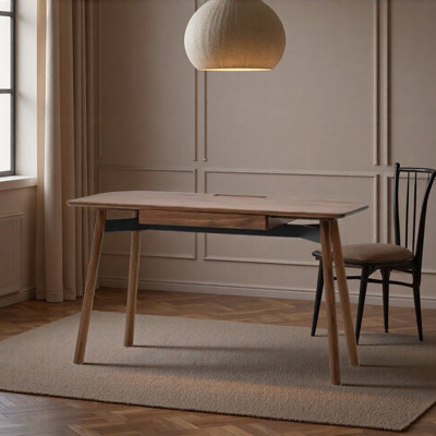 Bureau d'écriture à tiroir de style rétro en noyer 51,18 pouces