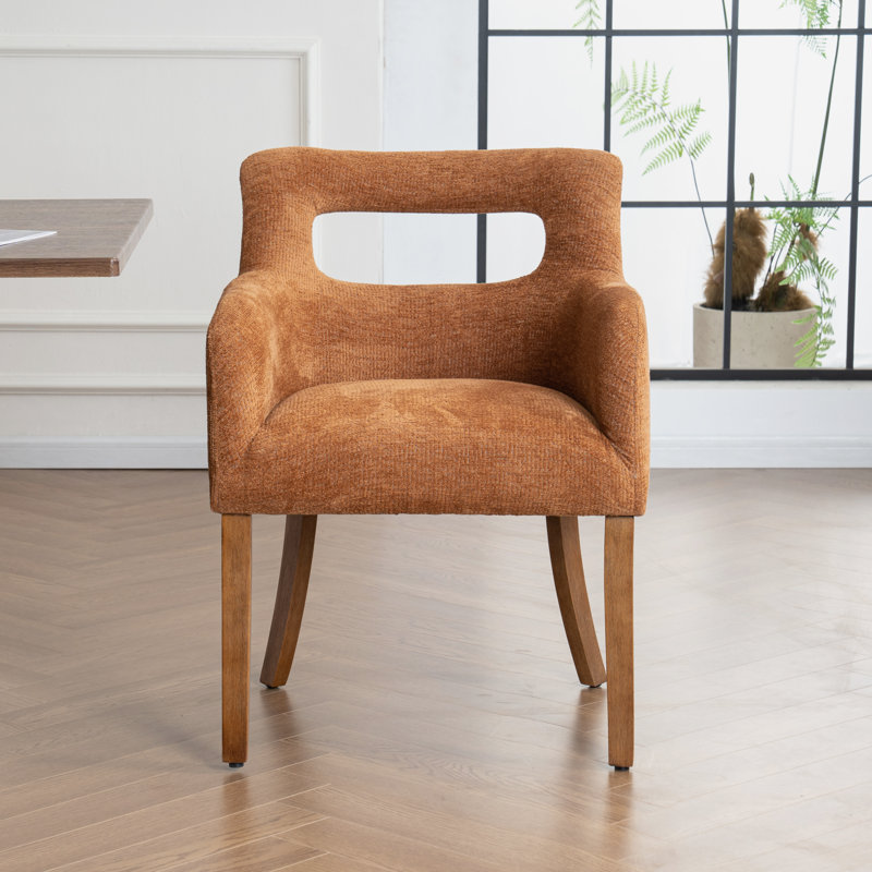 Chaise de salle à manger rembourrée avec accoudoirs, Orange