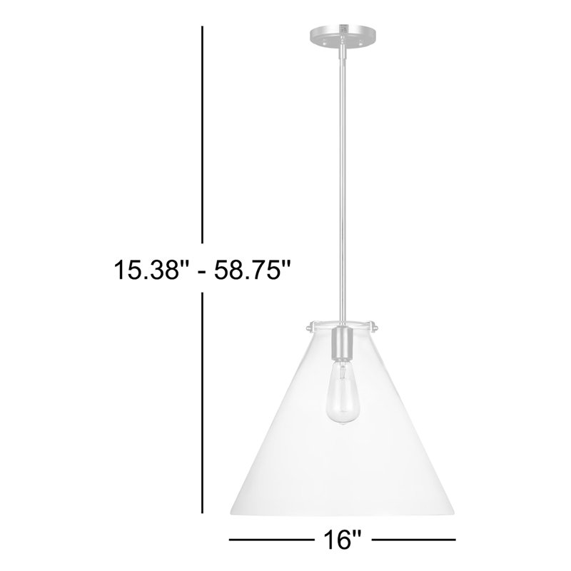 Luminaire suspendu conique à 1 lumière Catryn, Nickel brossé