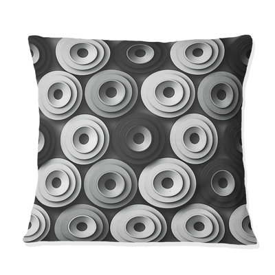Gris, noir, moderne, cercles I - coussin décoratif moderne