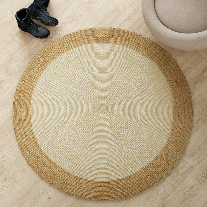 Tapis en jute tressé à la main Kayleigh , Rond 4 pi