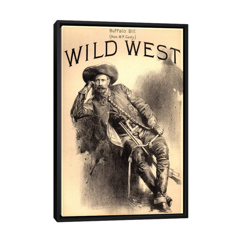 «Buffalo Bill», impression sur toile, H 26 po x l 18 po x P 1,5 po, Toile avec cadre noir, Pas de tapis