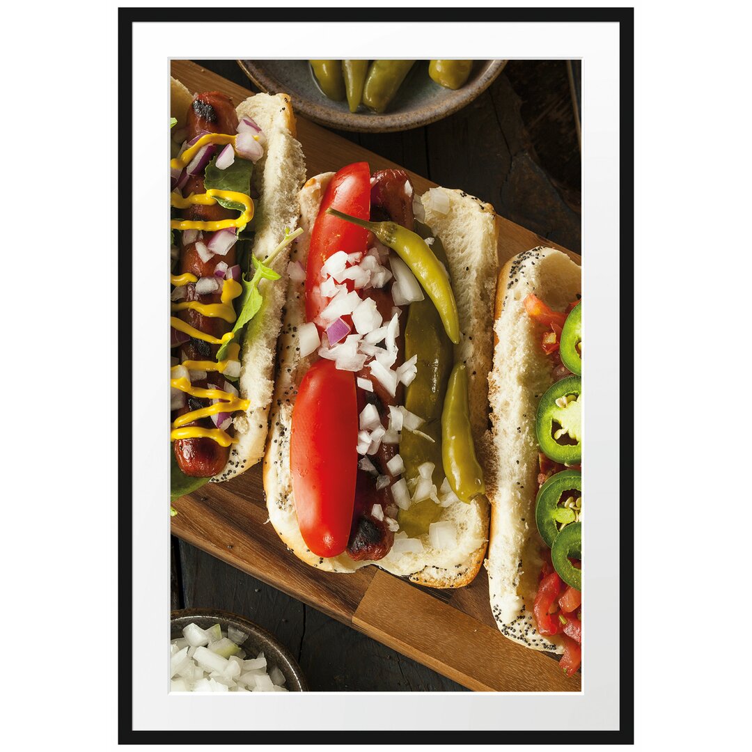 Gerahmtes Poster Amerikanische Hotdogs