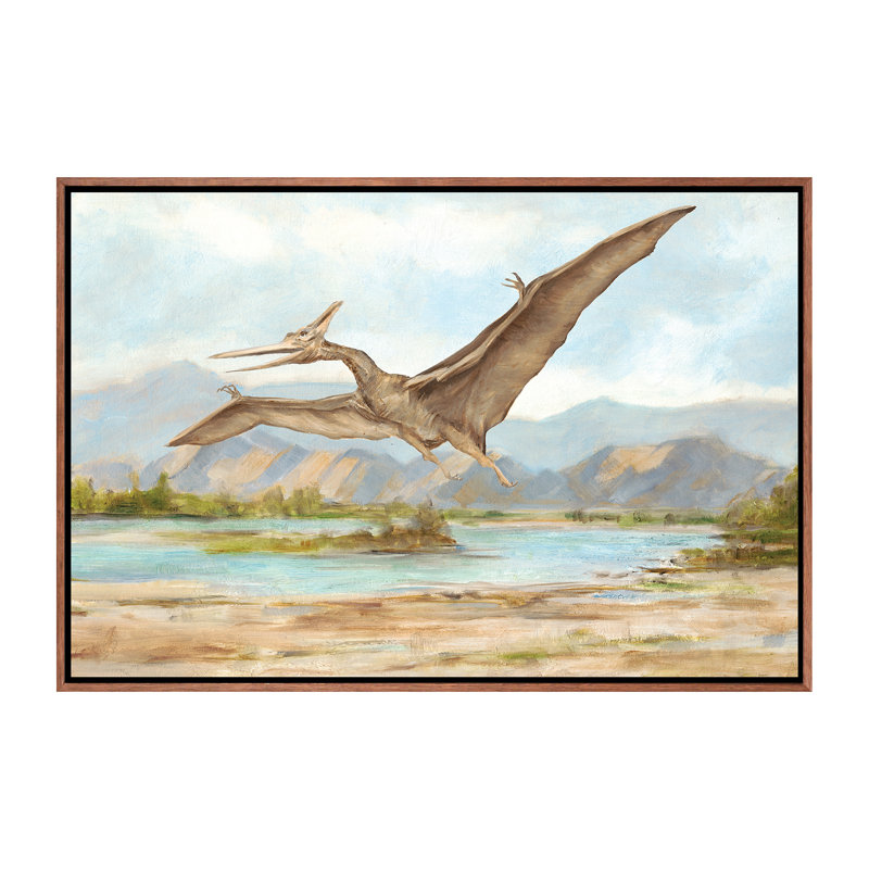 «Dinosaur Illustration VI» par Ethan Harper - reproduction, H 26 po x l 40 po x 1,5 po, Toile avec cadre en bois classique