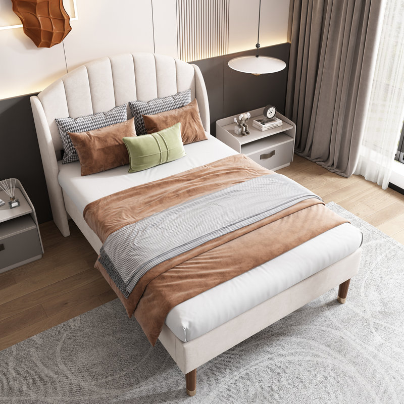 Upholstered Bed, Beige