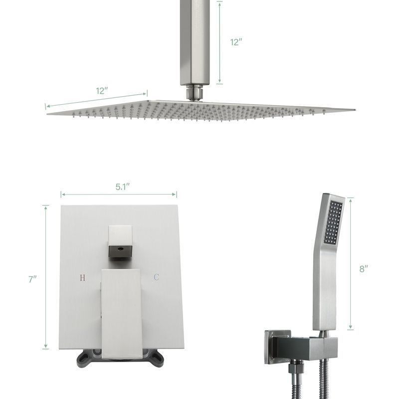 Complete Shower System with Rough in-Valve, Brushed Nickel
