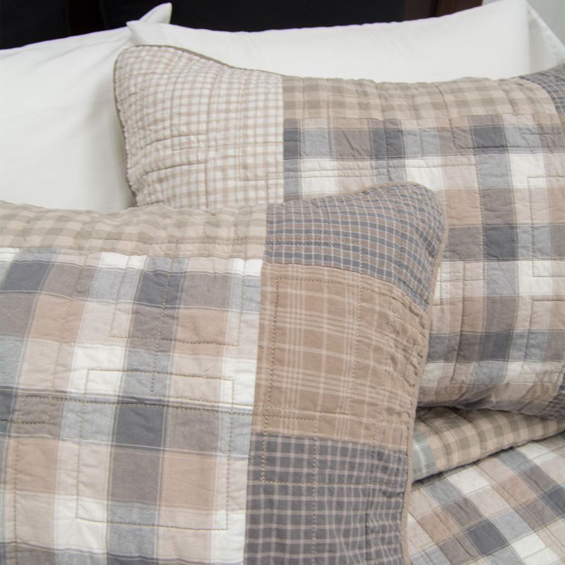 Plaid Patchwork Cotton Standard/Queen Pillow Sham