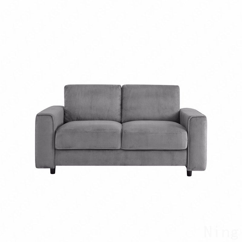 Ensemble de canapé modulaire 2 pièces Corduroy, Velours côtelé gris