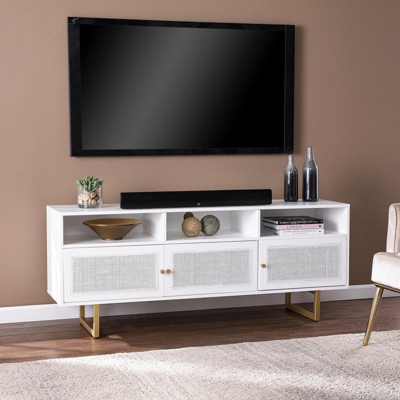 Cabinet multimédia avec rangement Mursley, 24,5 po H x 60 po L x 17 po l, Blanc