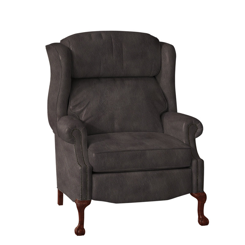 Fauteuil inclinable en cuir Maxwell, Cuir véritable gris clair Aline, Acajou, Manuel