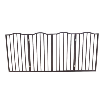 Brown Arc Wooden Freestanding Pet Gate - Folding Dog Gate For Doorways/Stairs