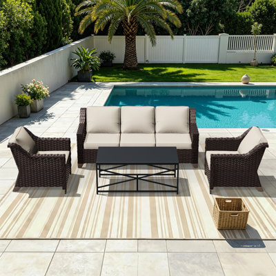 Aleira 5-Seater Weather-Resistant PE Rattan Patio Set