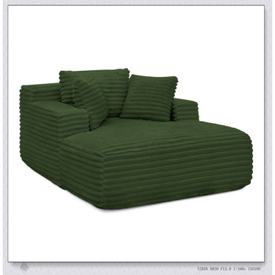 Living Room Compressed Chaise Lounge Foam Sofa Bed, Fluffy Corduroy Upholstered Cloud Couch With Deep Seat