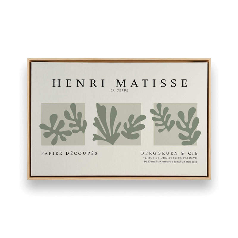 La Gerbe Trio Matisse, reproduction d'art sur toile encadrée, H 24,75 po x l 36,75 po, Érable américain