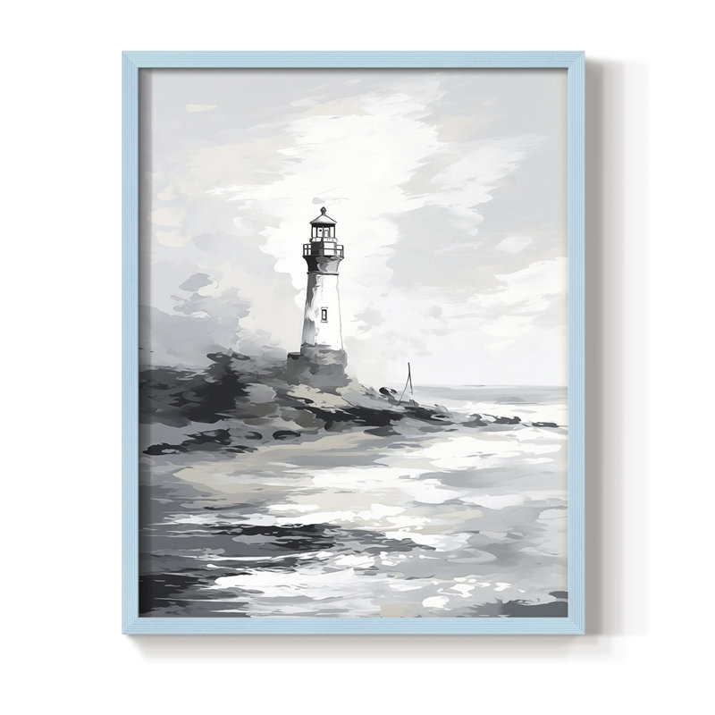 NAUTICAL Series Dxxvii, reproduction encadrée - bois massif, H 15 po x l 12 po, Bleu