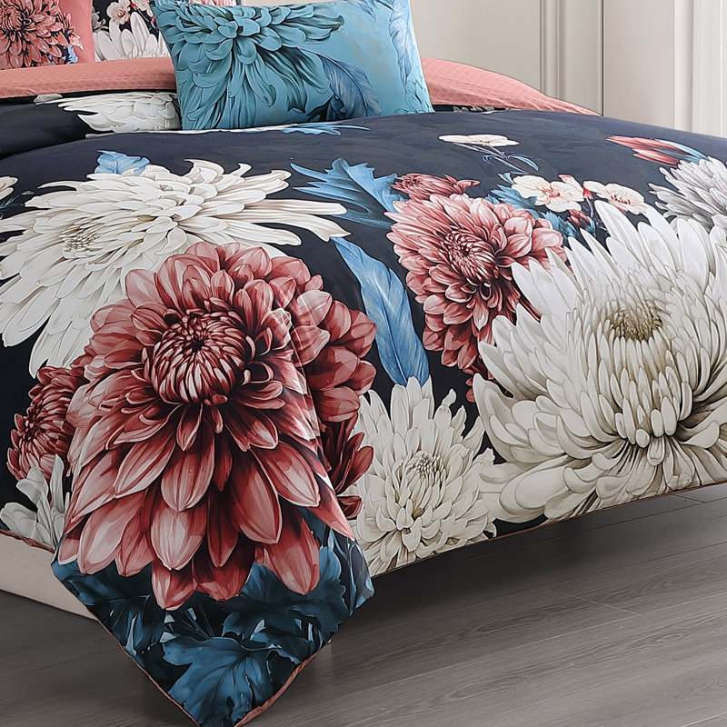 Ensemble d'édredon réversible 100% satin de coton Bebejan, Édredon de très grand lit et 4 pièces additionn
