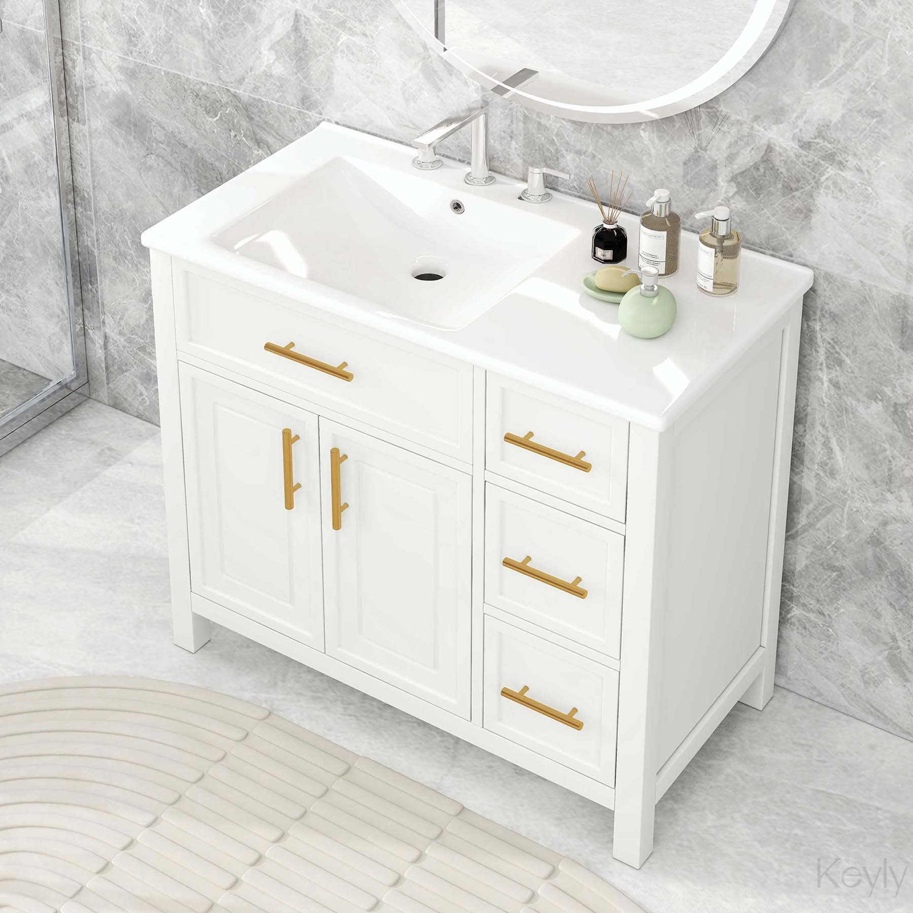 Winston Porter Sahim 36'' Single Bathroom Vanity with Ceramic Top ...