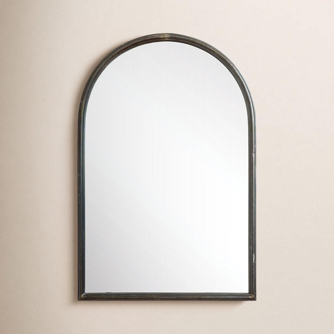 Arched Metal Framed Wall Mirror with Distressed Finish Joss & Main