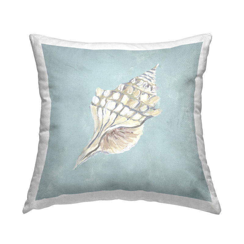 Neutral Conch Shell Decorative Printed Throw Pillow Design by Julie Derice