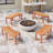 4 Pcs Outdoor Curved Bench With Slatted Seat Wrap Around Tree Bench 2-person Seating