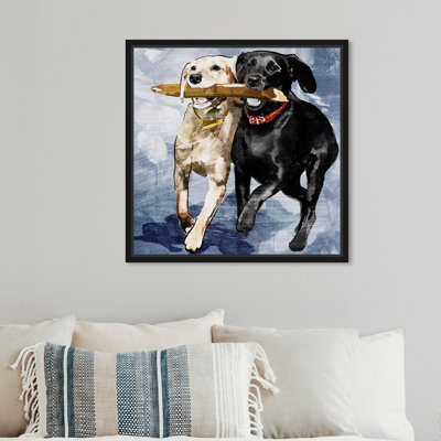 " Dogs and Puppies 'Playtime Blue' " Acrylic Painting