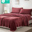 Ensemble de draps 4 pièces 100% bourgogne - ultra doux et réconfortant, brossé des deux côtés pour une douceur de velours, comprend 2 taies d'oreiller plates et ajustées
