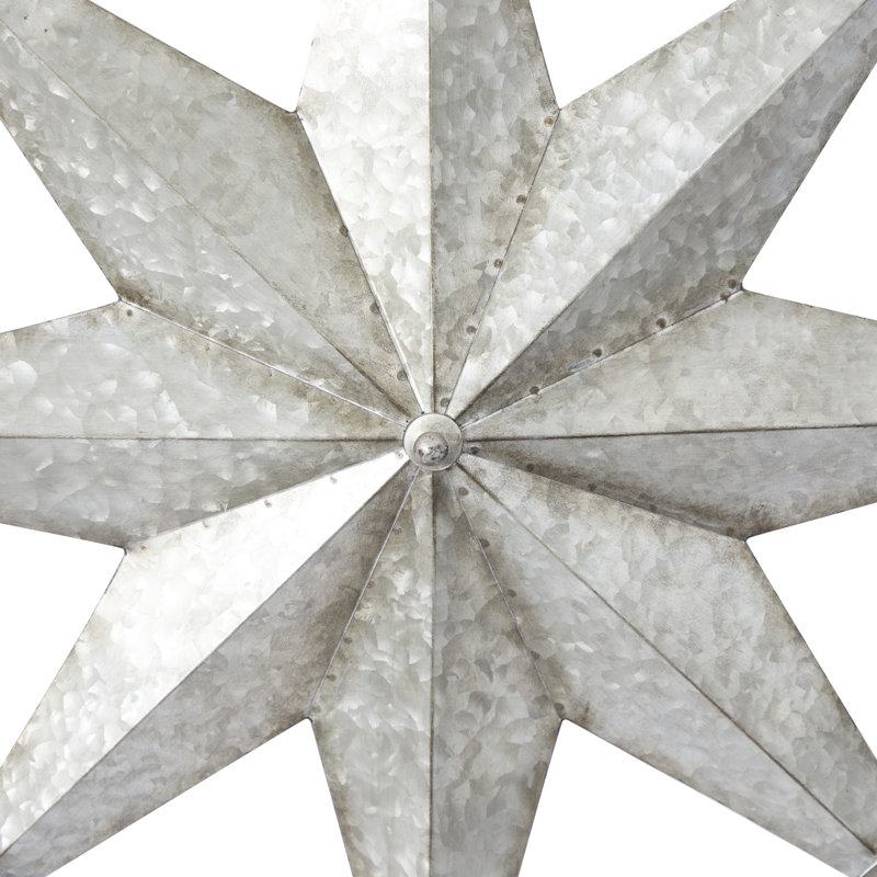 Silver and Copper Metal Compass Wall Sculpture, 35"