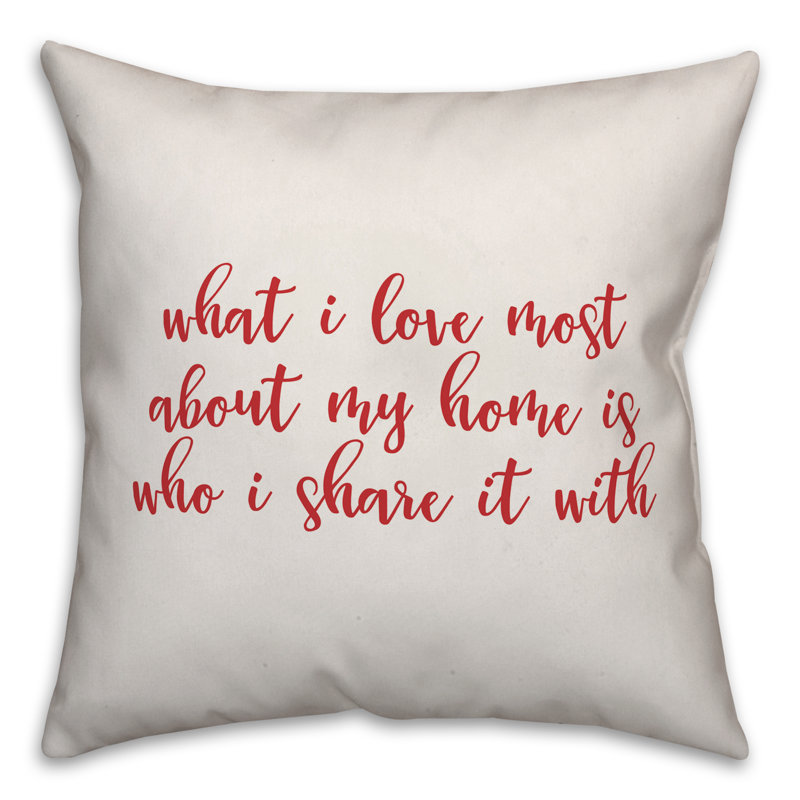  Coussin décoratif What I Love Most About My Home, Blanc / rouge, Housse de coussin