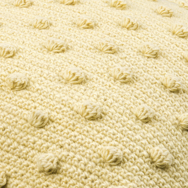 Makrome Dots Wool Blend Reversible Pillow Cover, Yellow, 22"H x 22"W