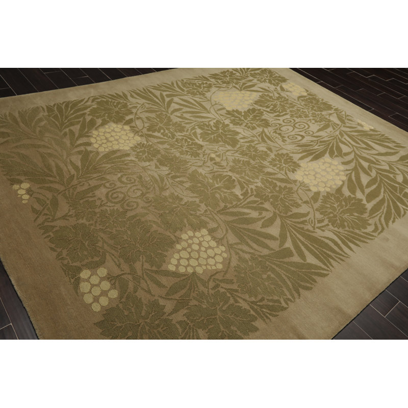 Tapis de surface 8 pi x 10 po noué la oriental mousse one-of-kind