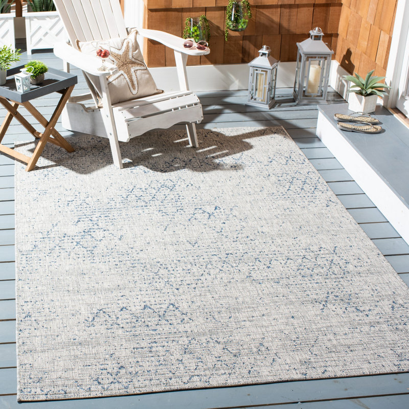 Tapis d'intérieur / extérieur à motif géométrique Rolla Performance, Rectangle 9 pi x 12 pi