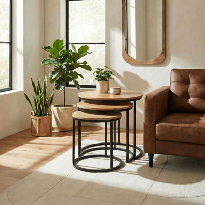Ensemble de 3 tables basses gigognes Andes