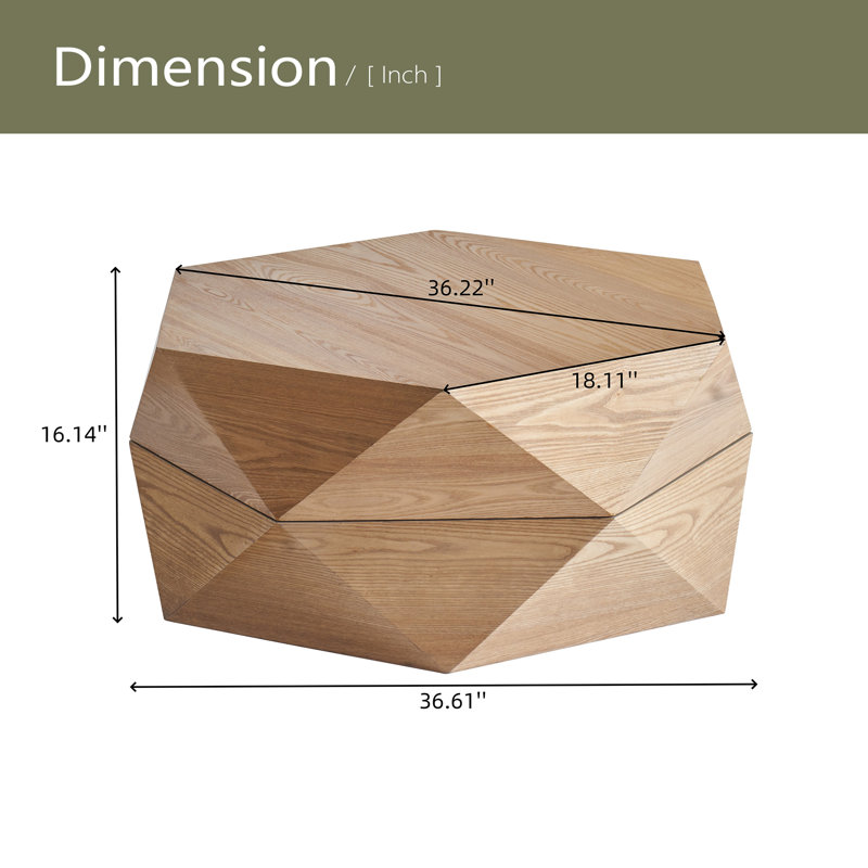 Table basse de 36,61 po de style rétro avec plateau rabattable Polygon