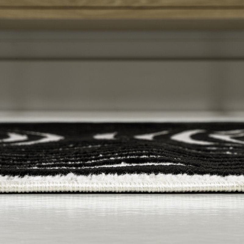 Tapis noir / blanc Sofia, Tapis de couloir 2 pi x 8 pi