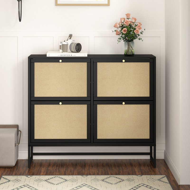 24 Pair Shoe Storage Cabinet, Black
