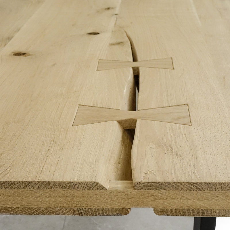 Nielsen Oak Rectangular Unfinished Wood Top Dining Table with Steel Base, H90 x L140 x W40cm, Unfinished