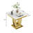 4 Pieces Coffee Table Set, White Faux Marble Coffee Table with 2 Square End Side Tables & 1 Console Table, Modern Living Room Table Set with Double U-Shape Stainless Steel Frame for Apartment Home Office-1443871111
