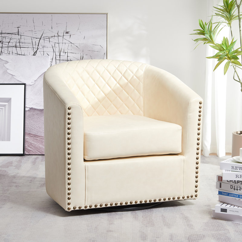 Petit fauteuil pivotant 29 po Oscar, Similicuir crème