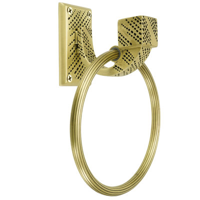 Edgar Berebi Sutton Towel Ring With Reeded Handle In Burnished Brass Plate