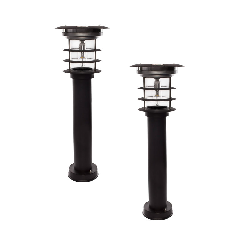 Black Stainless-Steel Bollard with EZ Anchor 2 Pack, Black