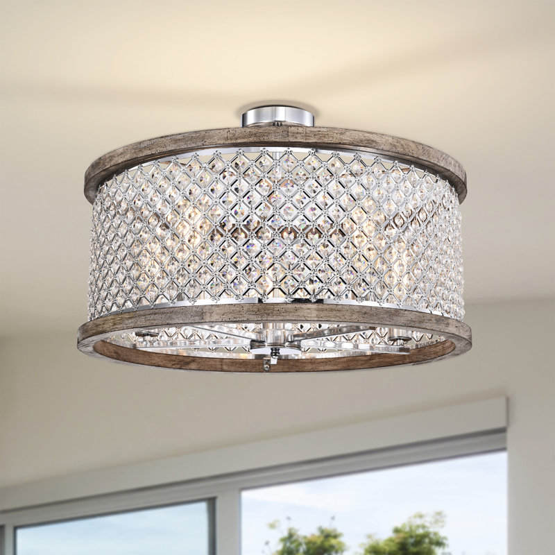Plafonnier semi-encastré cylindrique à DEL 23,62 po Taitiana, Chrome poli