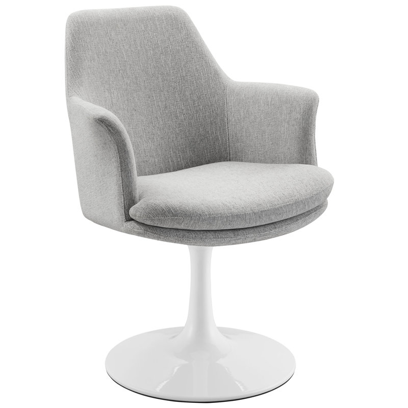 Lippa Performance Velvet Swivel Dining Armchair, Fabric Light Gray, White