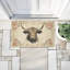Tapis de porte d'extérieur imprimé Bétail avec bordure florale, design par Heidi Kuntz, 18 po x 30 po